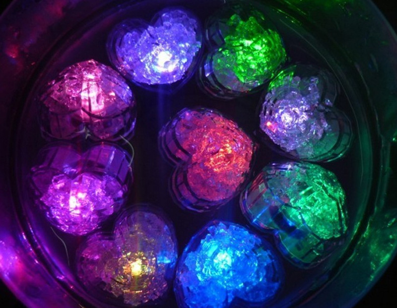 

2021 Quality Flash Love Ice Cube Water-Actived Flash Led Light Put Into Water Drink Flash Automatically for Party Wedding Bars Christmas, Dark blue