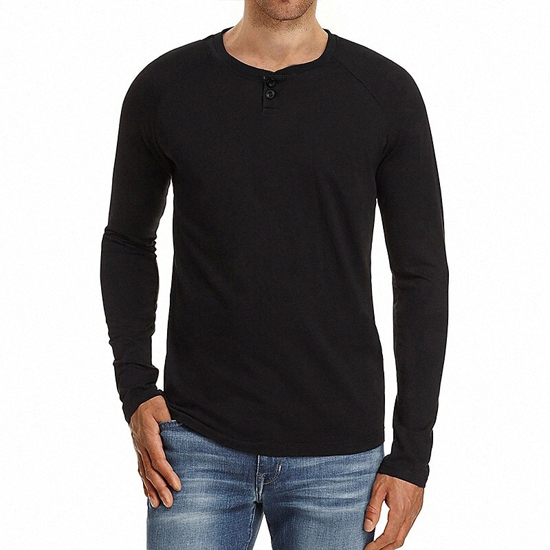 T-shirt massif Couleur solide Cold Col Street Bouton décontracté Bouton à manches longues Casual Fashion Streetwear Slim Fit Bleu Blanc Blanc / S