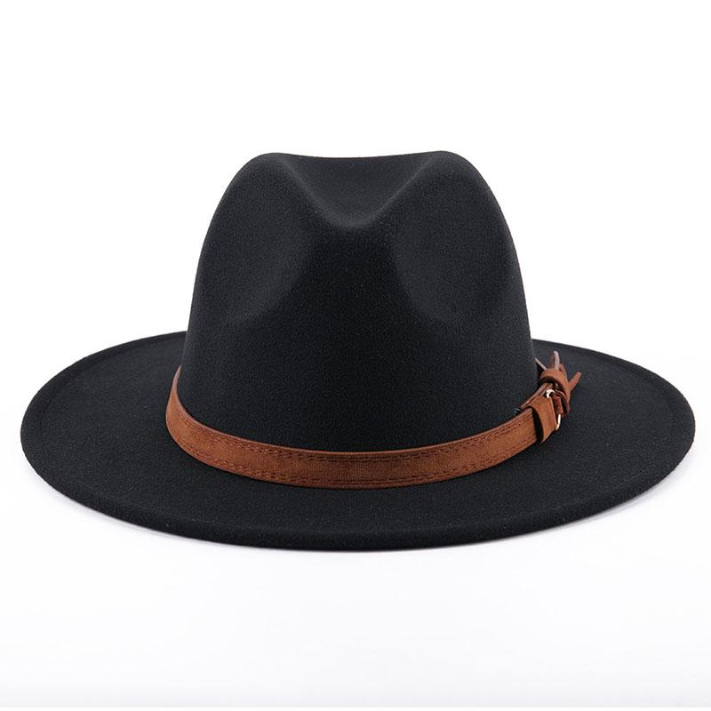 

Wide Brim Hats Women's Cap Fedoras Men's Hat Spring Felt Cowboy Beach Black Sun Winter Fashion Autumn European American Vintage Large Size, 16