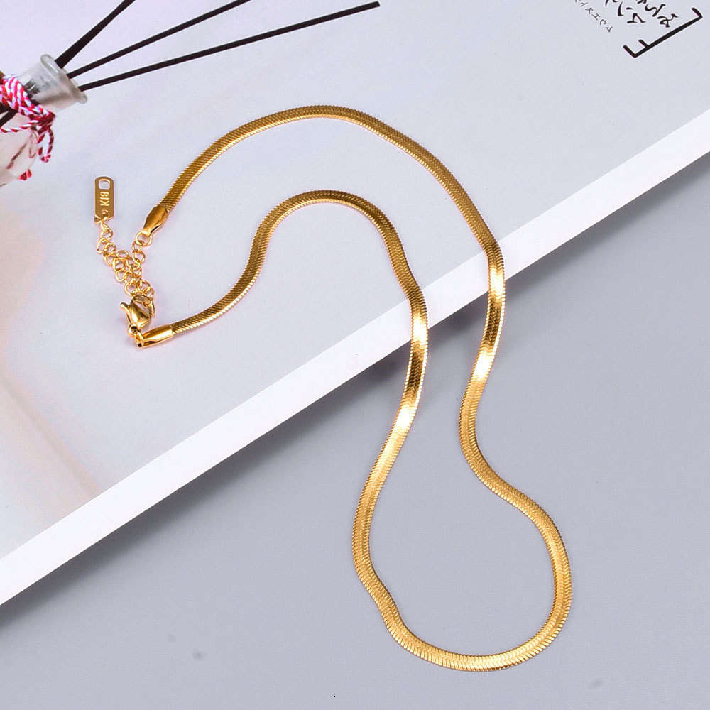 

2021 designer fashion accessories simple plain clavicle short necklace women's snake bone light chain titanium steel jewelry
