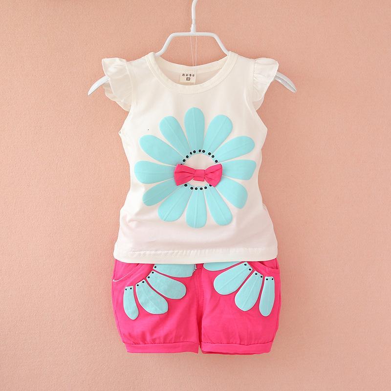 

Clothing Sets Infant clothes toddler children summer baby girls clothing sets flower 2pcs sport suit 62PQ, Blue