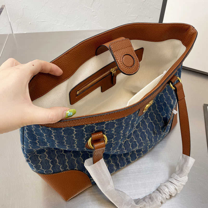 

Large-capacity Handbagslarge Capacity Totes Denim Jeans Shopper Bag Women Handbag Fashion Printed Old Flower Shoulder Bags High Qualitydesig