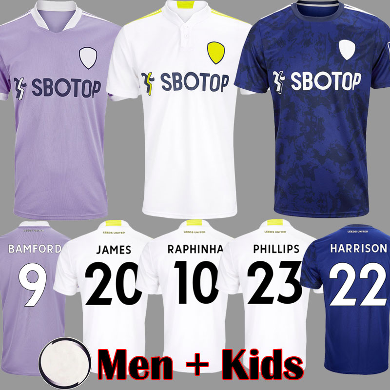 

21 22 JAMES soccer jersey 2021 2022 home football shirt PHILLIPS BAMFORD RAPHINHA LLORENTE R RODRIGO men kids kits Equipment sets 999, Kids home