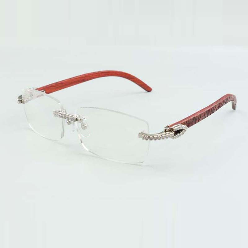 

high-end designers medium diamonds glasses frame 3524012 with natural tiger wooden for men and women, size: 36-18-135mm