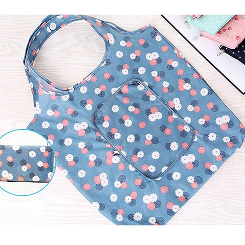 

Shopping Bags Flower Print Foldable Handy Bag Reusable Tote Pouch Recycle Storage