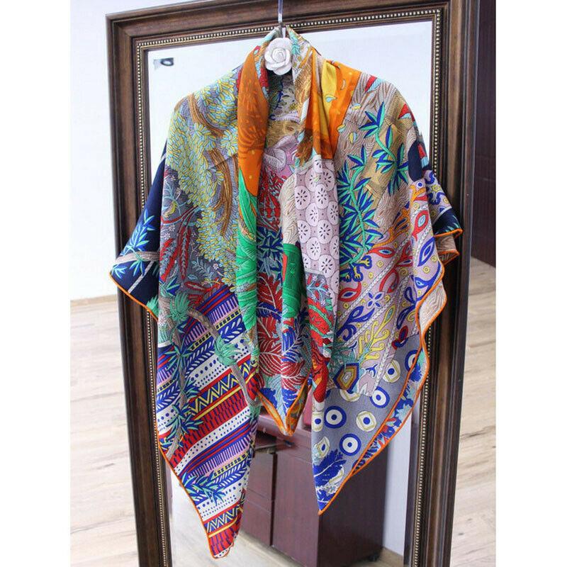 

Scarves Luxury 70% Cashmere 30% Silk Thin Shawl Scarf Women Fashion Forest Floral Night Print Kerchief Stole Hijab 135cm