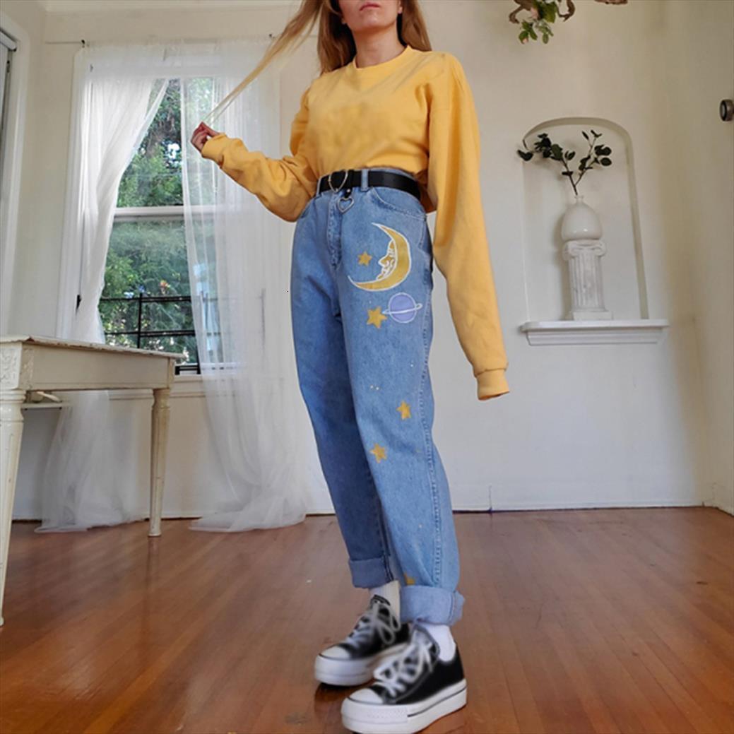 

blue fashion pants vintage womens jean boyfriends wide leg loose denim