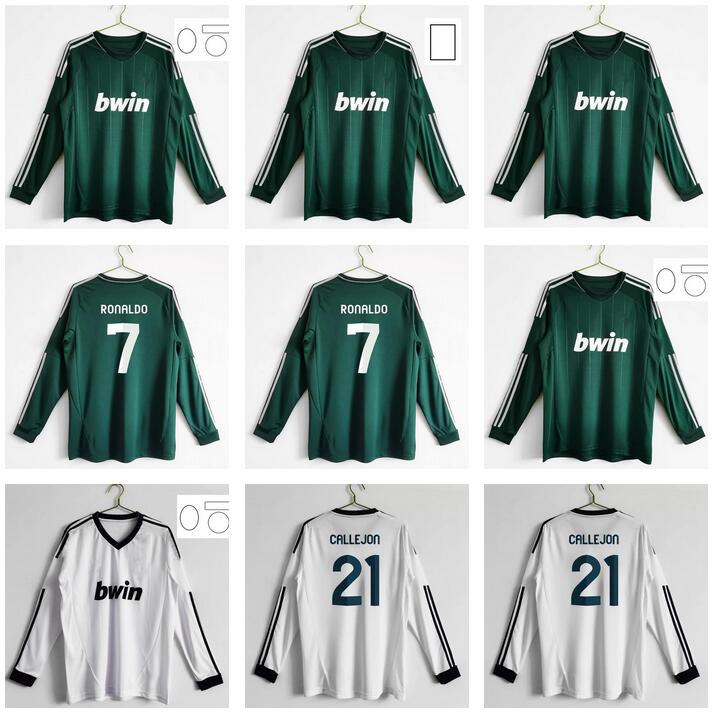 

long sleeve full 2012 2013 real madrid Retro soccer jerseys classic 12 13 RONALDO football shirts Vintage Di Maria Maillot SERGIO RAMOS BENZ, Black;yellow
