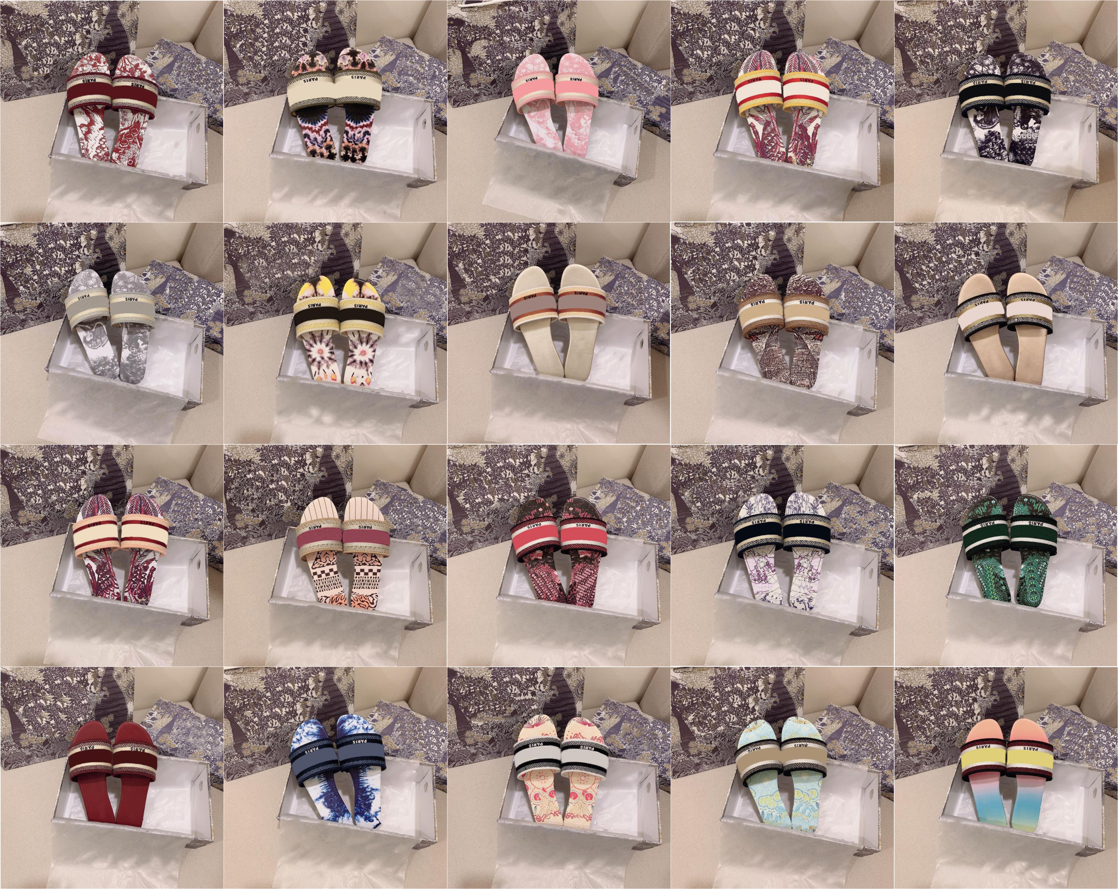 

2021 Luxurys Designers Slides leather sandals summer flat shoes fashion Beach Women's big rainbow letter slippers, Not shipped;the price difference