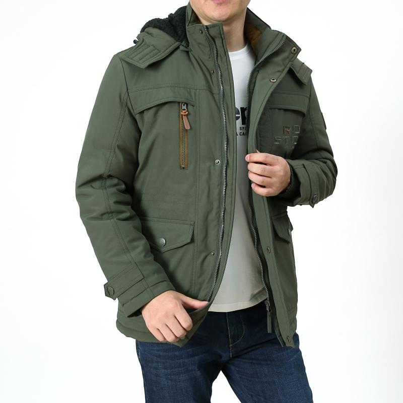 

Men's Jackets Winter Wholesale Plus Size Men Velvet Keep Warm Design Hooded Padded Puffer Jacket, Black;brown