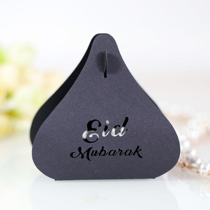 

Gift Wrap 100Pcs Eid Mubarak Hollow Letter Candy Box Muslim Ramadan Triangle Chocolate Bag QXNA