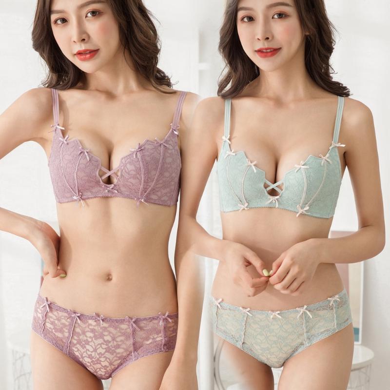 

Bras Sets Fall/winter Japan And South Korea Sexy Lace Rims Comfortable Gathered Underwear Bra Set Wholesale Soft Skin Friendly, Purple