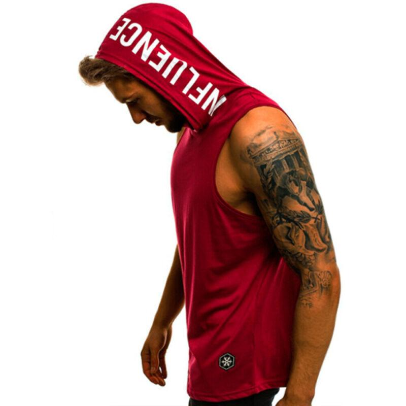 

Men's Tank Tops Men Hoodies Top Sleeveless Muscle Gym Sport Slim Vest Bodybuilding Hooded Hip Hop Streetwear Workout Elastic, Black