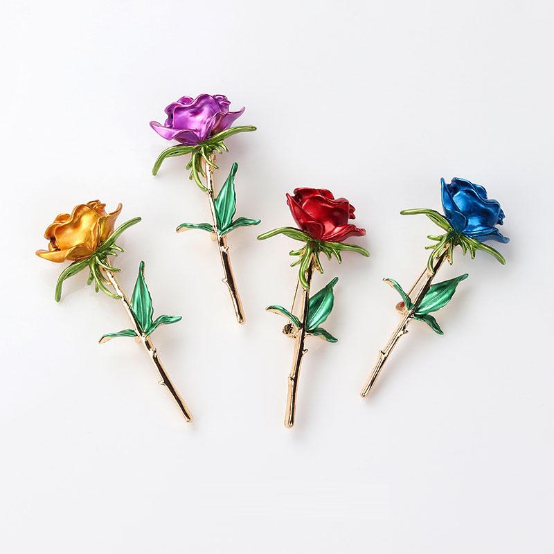 

Pins, Brooches Rose Flower Brooch Fashion Camellia Painted Enamel Pin Women Party Accessories