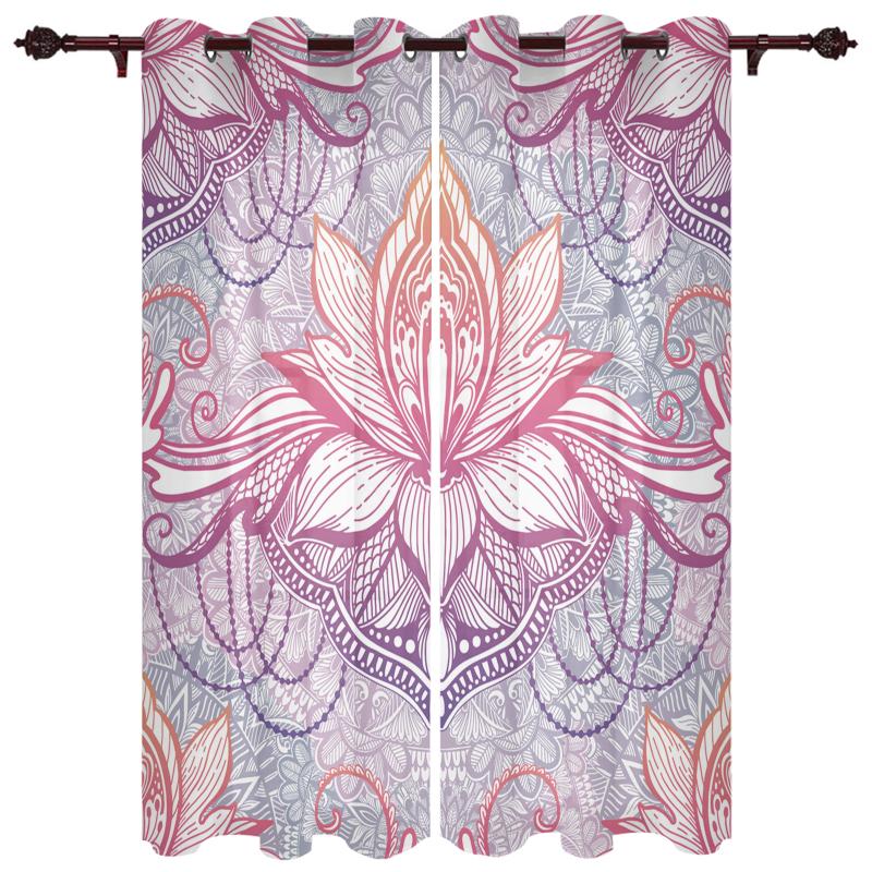 

Luxury Modern Window Curtains Mandala Lotus Gradient Bedroom Living Room Dining Decoration Translucent Beautiful Curtain & Drapes