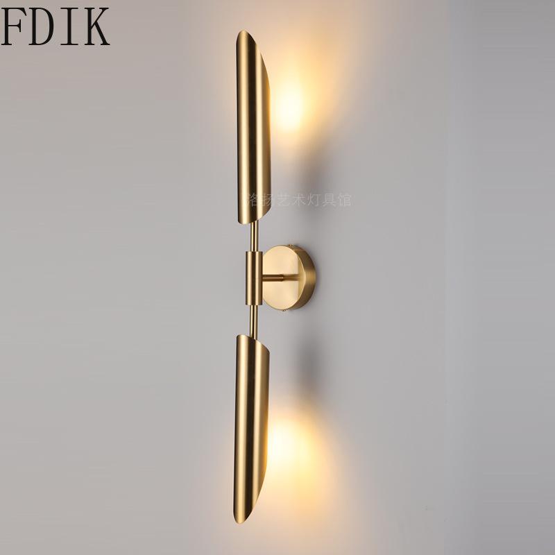 

Modern Light Luxury Single/Double Head Wall Lamp Golden Inclined Tube Mirror Lights Stair Living Room Bedroom Luminaire