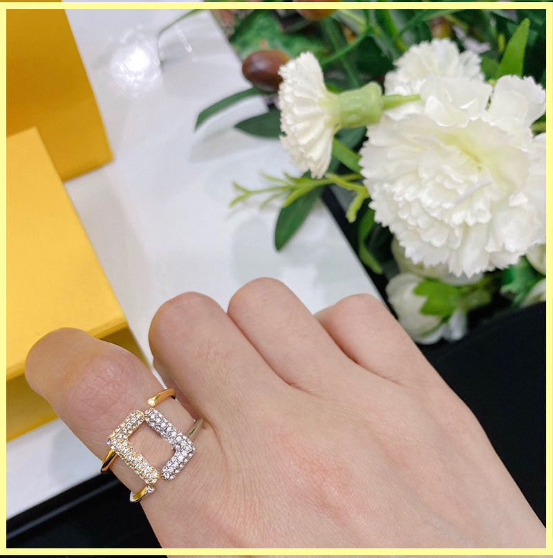 

Women Luxurys Designer Rings Diamond F Ring Engagements For Womens Love Ring Designers Jewelry Silver Gold Ring Wholesale With Box 21080505