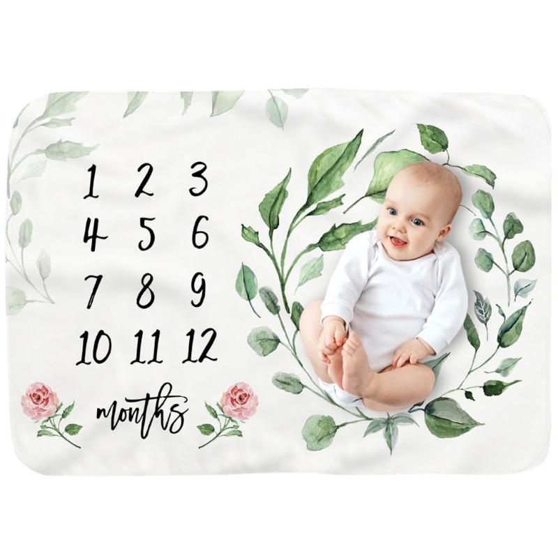 

Blankets & Swaddling Baby Monthly Record Growth Milestone Blanket Born Soft Flannel Floral Printed Swaddle Wrap Pography Props Creative Clot