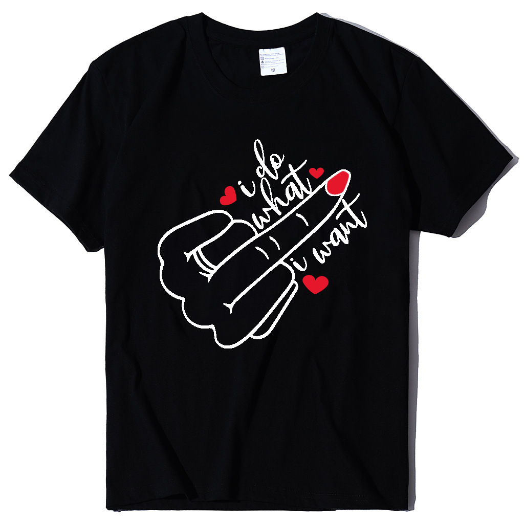 

summer women's large fashion short sve fashion vertical middle finger art printed t-shirt, White