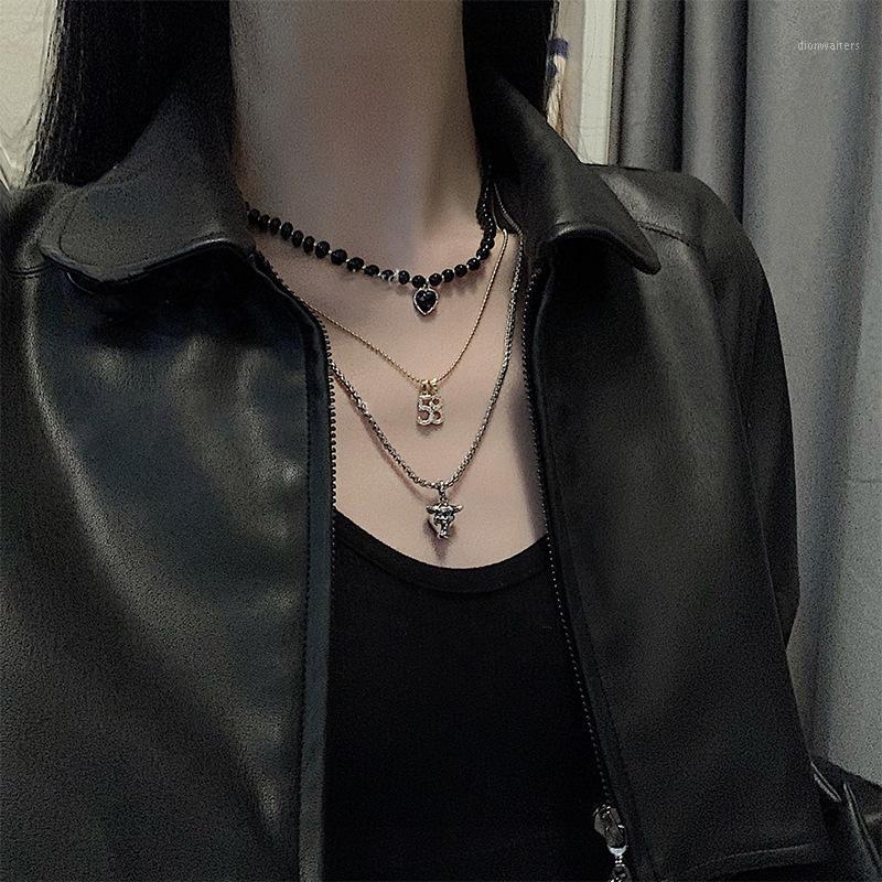

2021Korean Fashion Letter Crystal Love Three-piece Necklaces For Women Girls Temperament Rhinestone Shiny Jewelry Accessories Chains