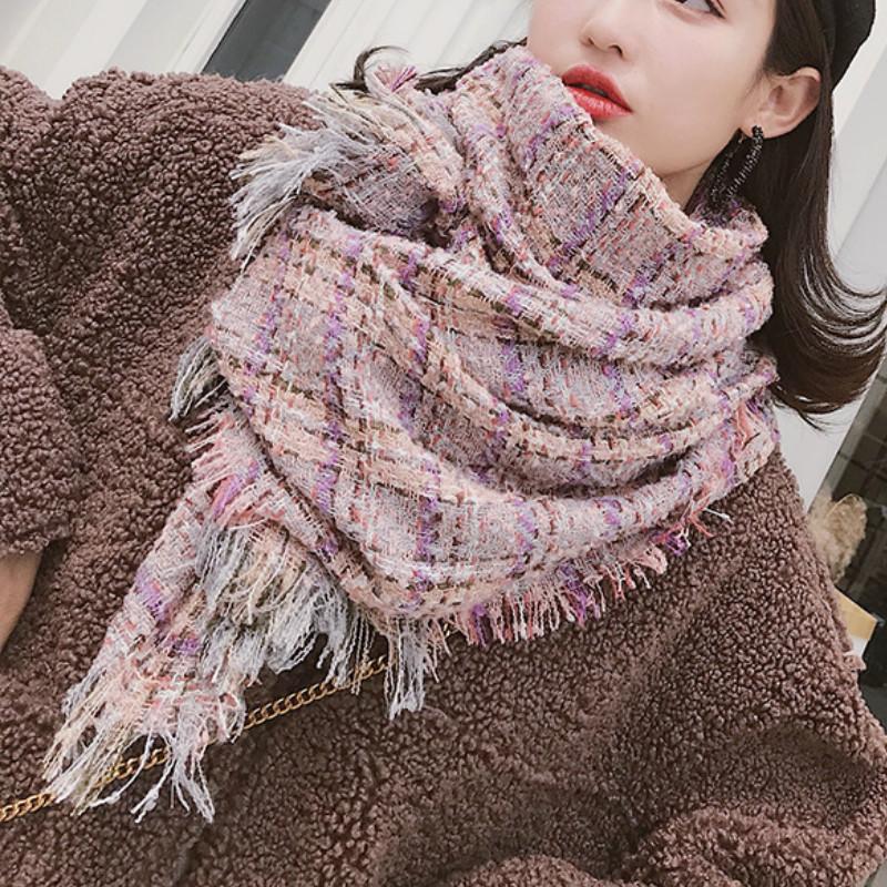 

Scarves 200*60 Cm Winter Warm Fashion Large Women's Thick Long Cashmere Wool Blend Soft Plaid Scarf Shawl Wrap Drop Ship