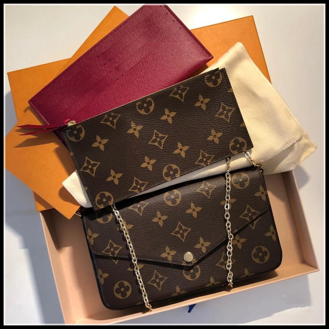 

LVLOUISVITTON VUTTON Favorite Multi Pochetta Women Crossbody Pursenger Bags Handbags Shoulder Lady Leather Bag, Red;black