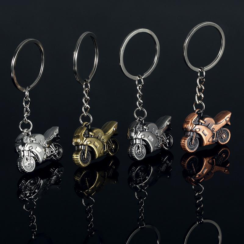 

Keychains Antique Motorcycle Pendant Key Chain Creative Model Car Holder Metal Bag Charm Accessories 3D Craft Keychain, Silver