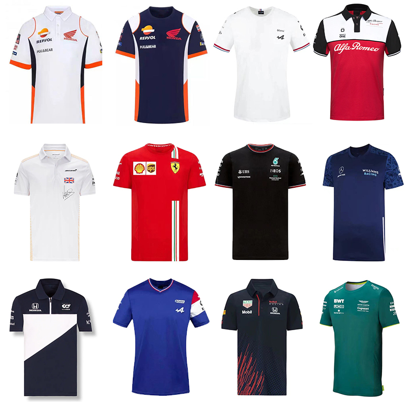 

F1 Formula One racing suit car team logo factory uniform POLO short-sleeved T-shirt men can be customized 2021, Gold