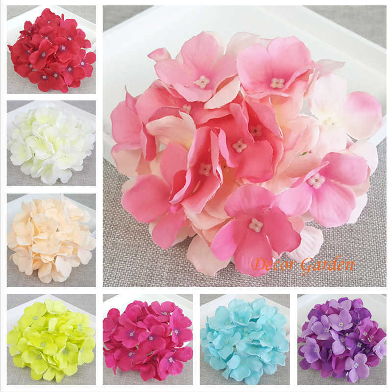 

50PCS 15CM 13Colors Artificial Hydrangea Decorative Silk Flower Head For DIY Wedding Wall Arch Background Scenery Decoration Accessory Props, White