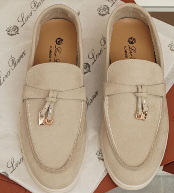 

2EE2 Fashion Women loafers shoes lady lazy business casual flat Walk slip-on trend Suede leahter stlye comfortable shoe Lovers Designer Loro Piana Size 35-43, Brown