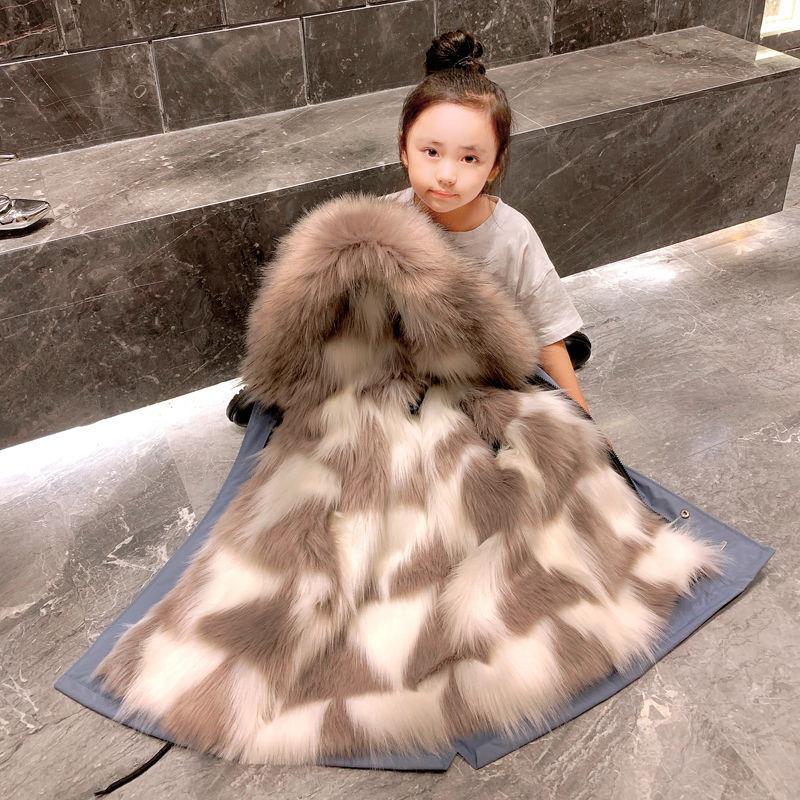 

Jackets 2022 Winter Children Faux Fur Coat Kid Boys Girls Clothing Clothes Hooded Thick Warm Jacket Outerwear Parka Snowsuit TZ53, Blue;gray