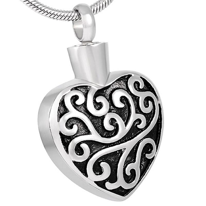 

Pendant Necklaces SJFE993 Flower Pattern Prints Heart Urn For Ashes -316L Stainless Steel Cremation Jewelry Women And Men