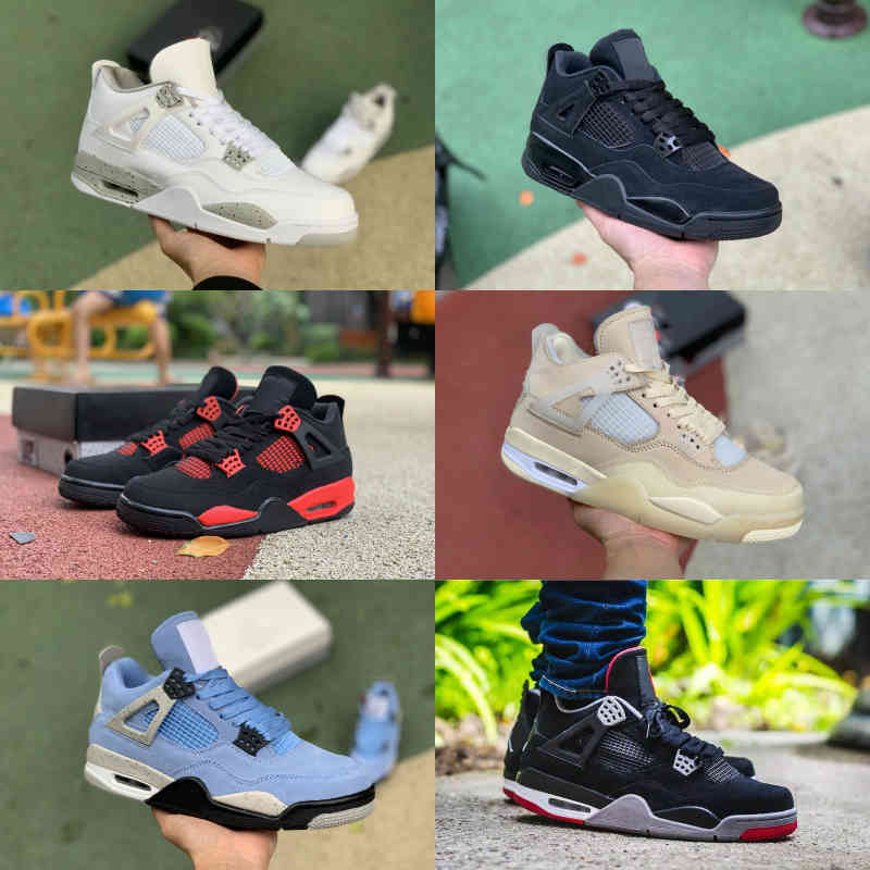 

Lightning 4 4s Basketball Shoes Jumpman University Blue Mens Black Cement Cat Royalty Sail White Oreo Bred BORDEAUX What The Pine Green Cour