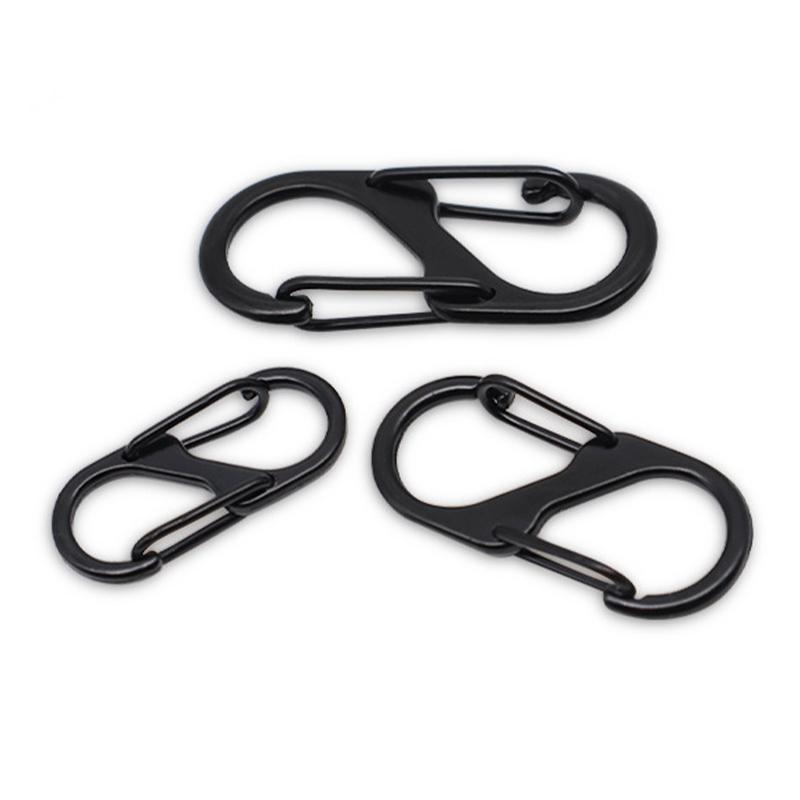 

Keychains 10pcs Stainless Steel S Type Carabiner With Lock Keychain Hook Backpack Buckle