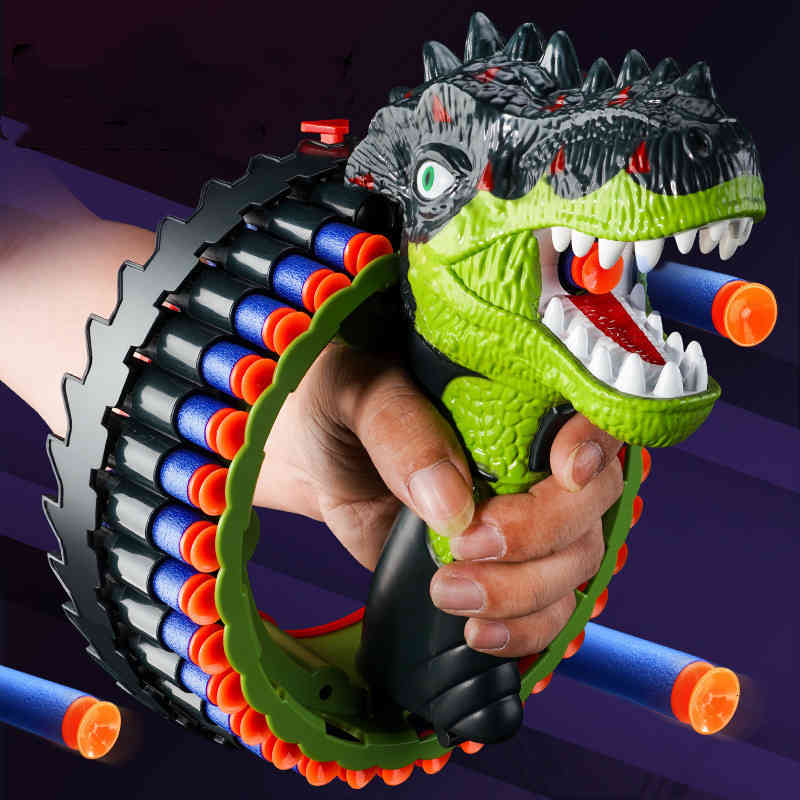 

Dinosaur game Bracelet electric continuous soft bullet gun toy large capacity competitive shooting pistol Soft-head bullets repeating gift