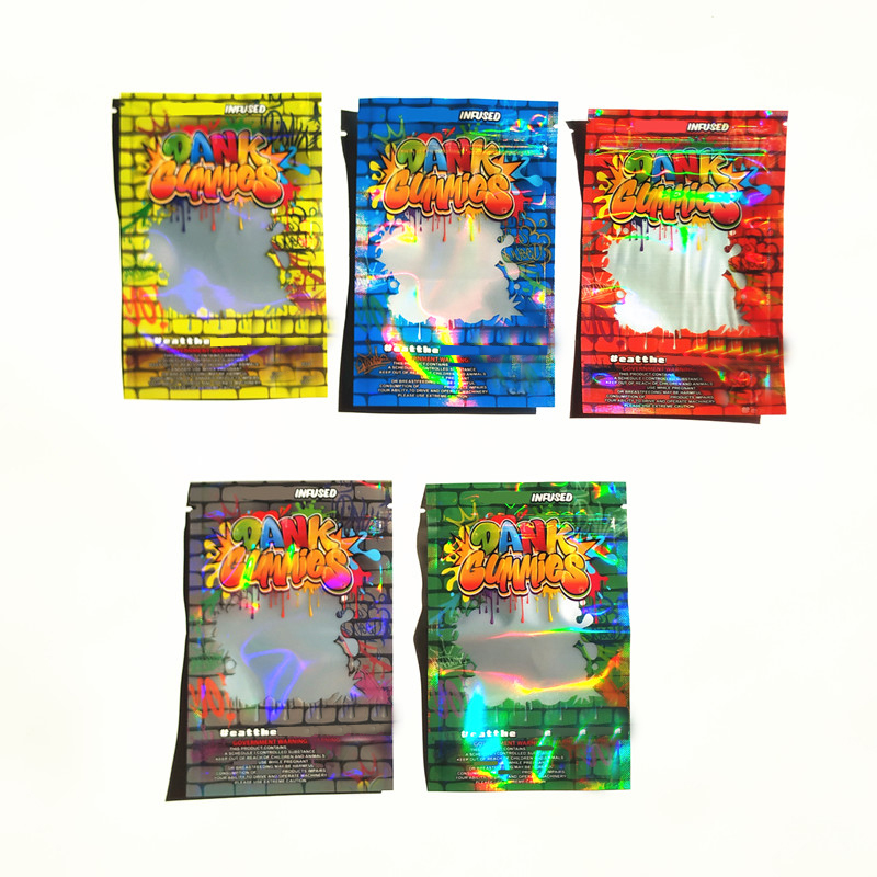 

New Hologram Dank Gummies Bags 500mg Mylar Bag edibles Packaging Gummy Bag