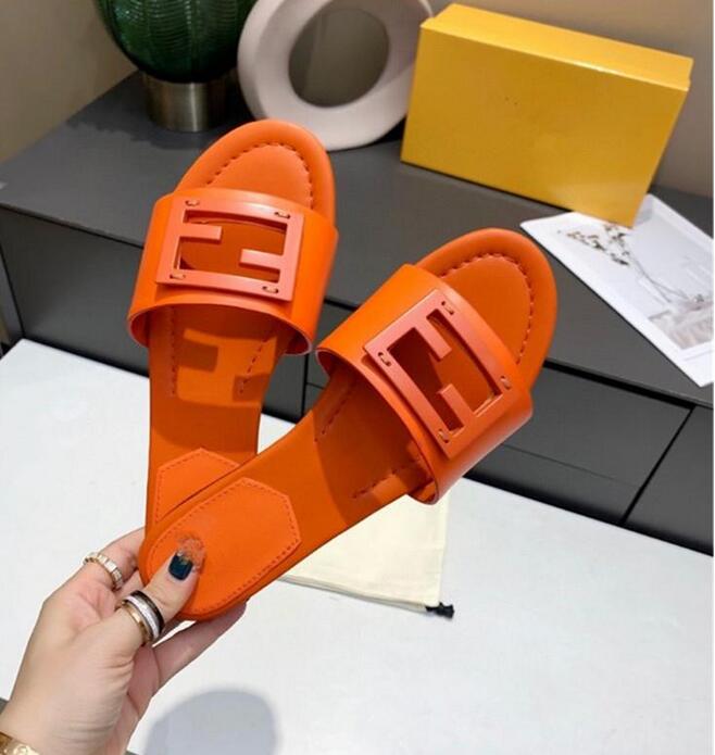 

Leather Slides Women Designer Sandals Top Quality Flats Slipper Flip Flops Summer Beach Shoes Large Size 35-41, Black