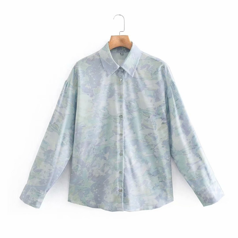 

Spring Vintage Floral Loose Blouse Plus Size Casual Women Tops Long Sleeve Street Style Office Lady Shirts 210525, Green