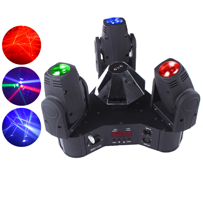 2 pieces led triangle 3 heads and barrel 3x10w RGBW 4 in1 mini led moving head beam scanner stage light-image-752313797