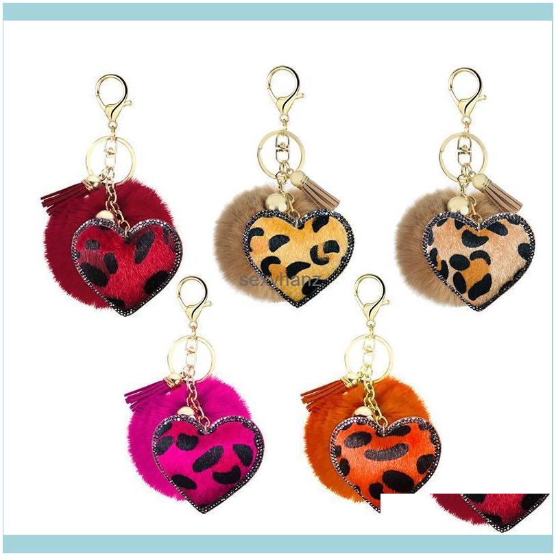 

Keychains Fashion Korean Veet Rhinestones Leopard Pattern Love Hair Ball Key Ring Pendant Bell Car Lage Aessories Drop Delivery 2021 Sbikr