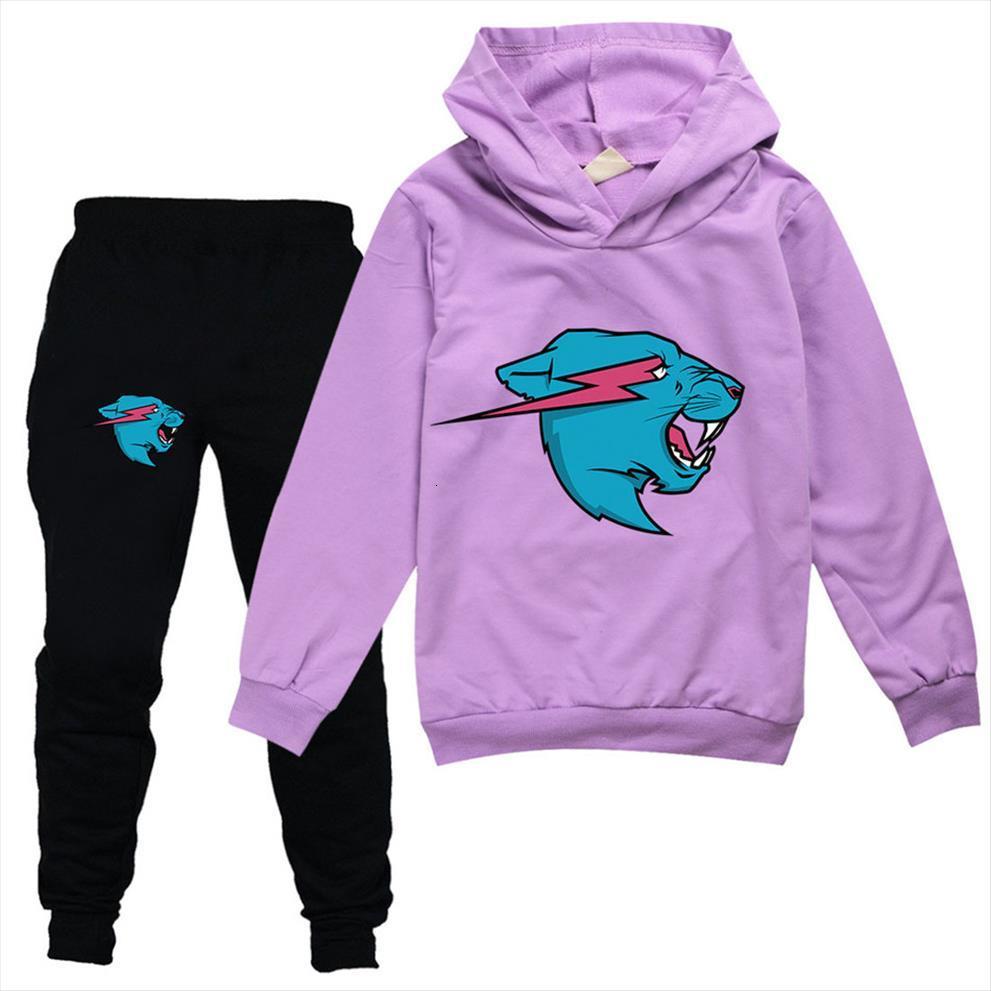 

Spring Autumn Baby Mr Beast Lightning Cat Clothing Sets Children Birthday Suit Boys Girls Tracksuits Kids Tops Pant 2pcs 2, Color3