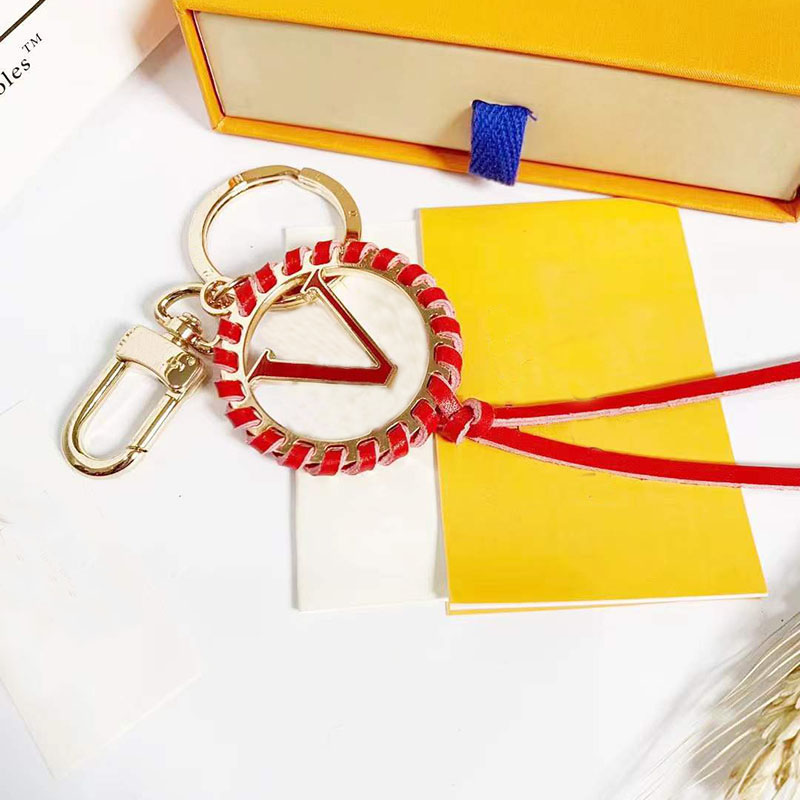 

Keychains designer unisex key chain real leather with stainless steel keychain 4 colors