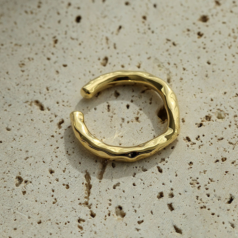 

AAA Designer Jewelry Cold wind index finger adjustable fashion simple irregular concave convex polished gold-plated ring, Silver