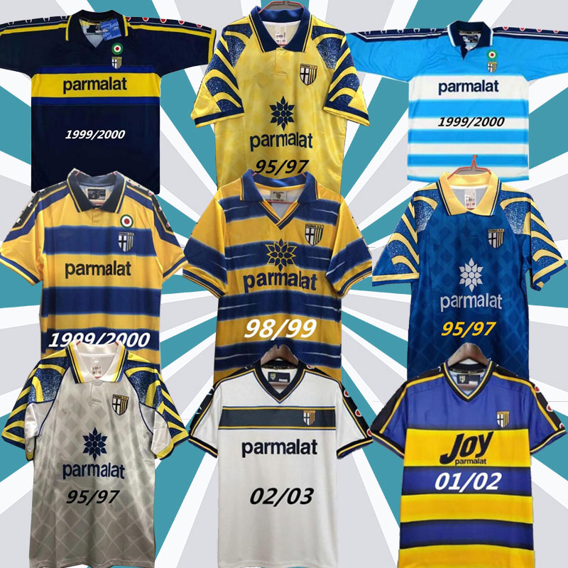 

95 97 98 99 2000 Parma Retro soccer Jersey Home 98 99 00 FUSER BAGGIO CRESPO ORTEGA CANNAVARO Football shirt BUFFON THURAM futbol camisa, 01 02