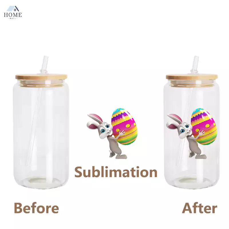 

NEW! 16oz Sublimation Clear Glass Tumbler 12oz Frosted Cola Can Bamboo Lid Beer Cocktail Cup Whiskey Coffee Mug Iced Tea Jar