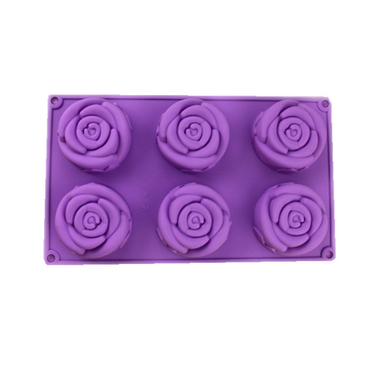 

6-Hole Rose Silicone Mold Chocolate Cake Jelly Candle Soap Mould DIY Baking Tool