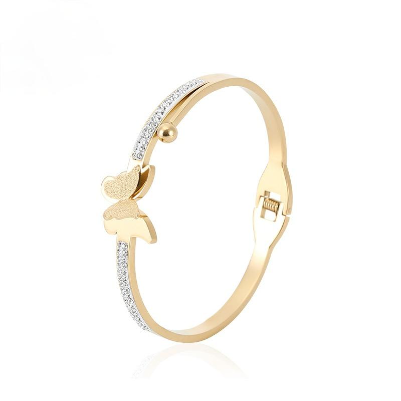 

Bangle Yoiumit Fashion Stainless Steel Bracelet For Women Butterfly Gold Pulseira Feminina Lover's Engagement Jewelry