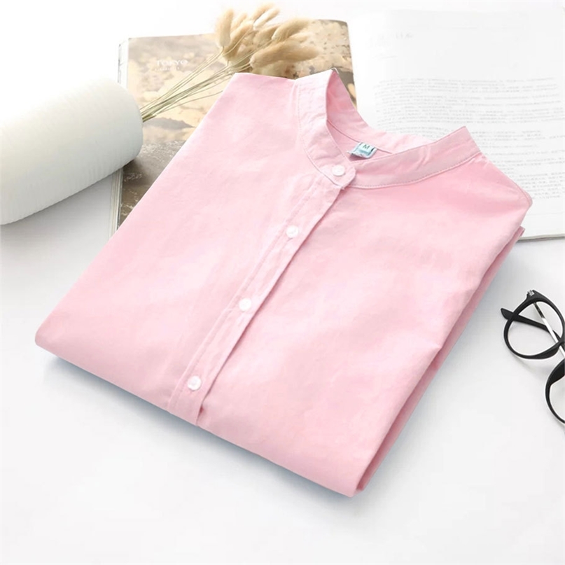 

Long Sleeve White Blue Womens Oxford Shirts Plus Size Casual Woman Office Blouse Female Wear High Quality Ladies Tops 210607, Navy blue