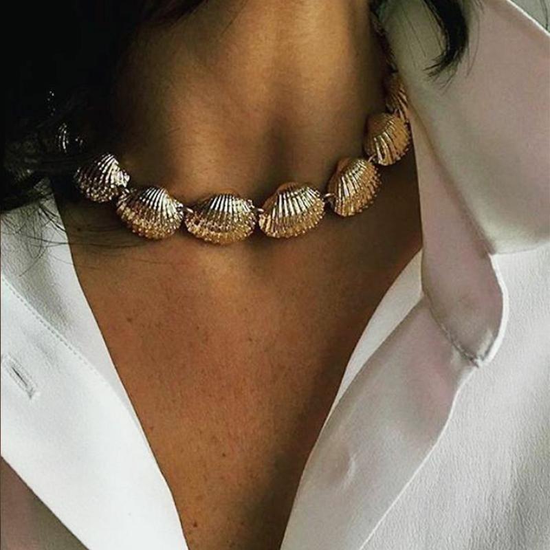 

Pendant Necklaces 1Pcs Bohemia Women Scallop Clavicle Chain Gold Necklace Fashion Personality Party Jewelry Accessory