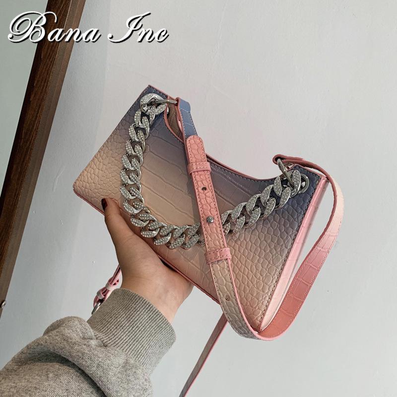 

Crocodile Pattern Underarm Bag 2021 Summer High-quality PU Leather Women's Designer Handbag Gradient Shoulder Messenger Bags, As like as image